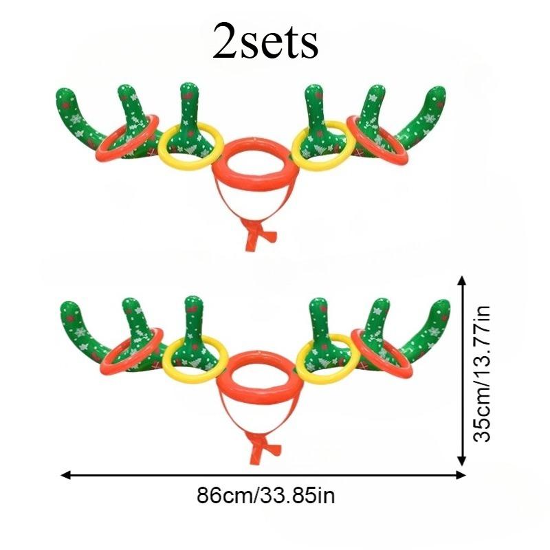 Надувной набор для игры в кольцеброс с рогами оленя - Идеально подходит для рождественских, хэллоуинских и пасхальных вечеринок - ПВХ материал, насос в комплект не входит