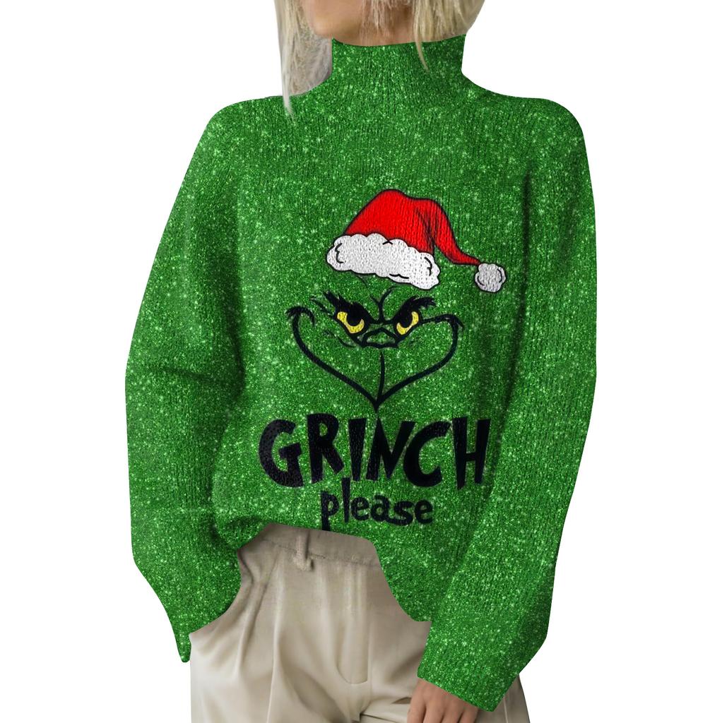 Рождественские толстовки для женщин Вязаный свитер Милая рубашка Осенняя водолазка Пуловер Топы