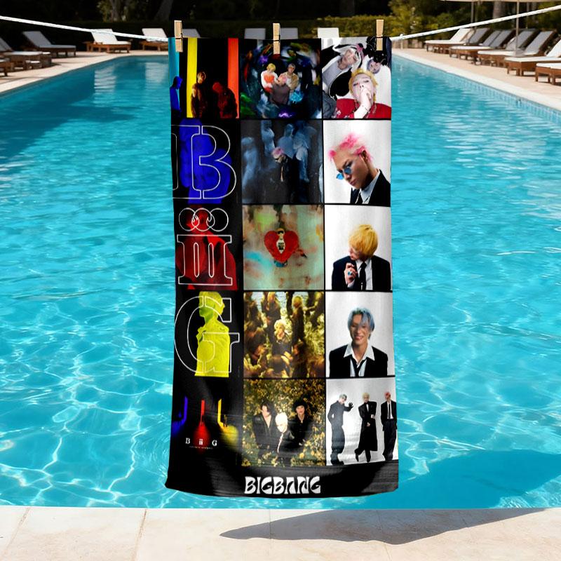 BIGBANG Print Beach Towel Design, Soft, Lightweight. for Home Bathroom, Spa, Pool, Yoga, Surfing, Camping, Gift for Family, Friend