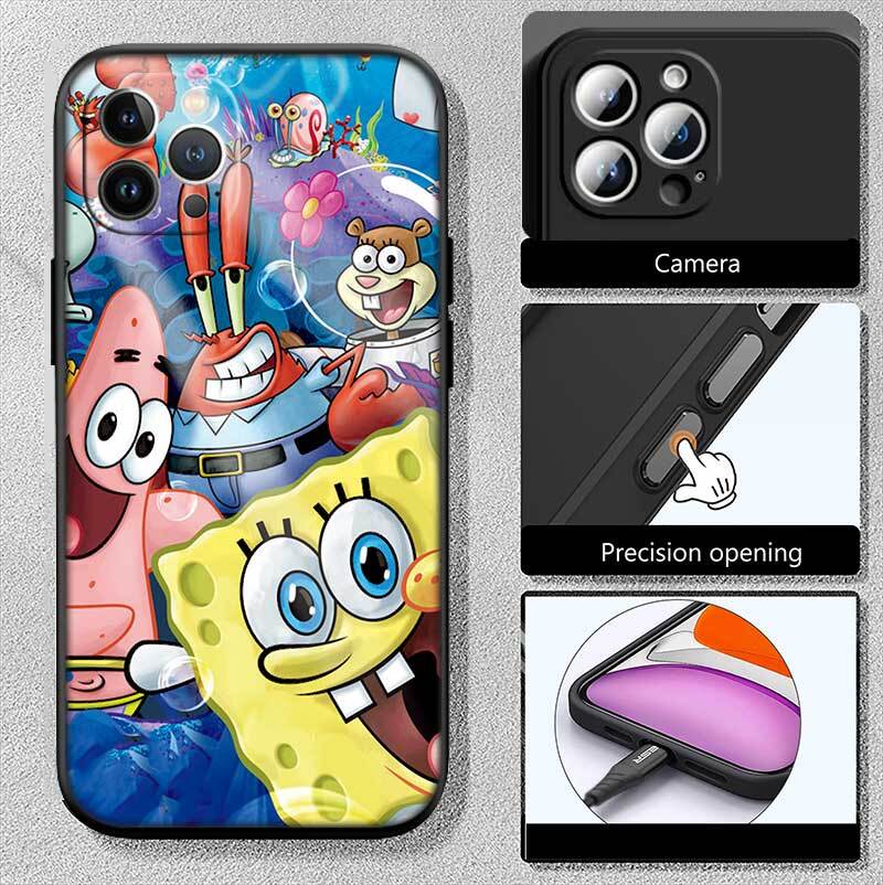 Cartoon SpongeBob Phone Case for Xiaomi Poco C40 C51 C50 C55 C65 C71 C75 C85 F8 F7 F6 F5 F3 F2 X7 X6 X4 X3 X2 M7 M6 M5 M4 M3 M2 Pro