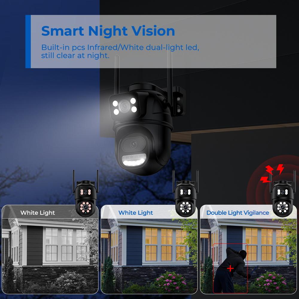 LS VISION 8 МП 4K PTZ IP-камера с двумя объективами, с двойным экраном 4 МП HD 4-кратным цифровым зумом, автоматическим слежением, беспроводная уличная камера видеонаблюдения P6SLTIE