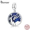 925 Sterling Silver Starry Sky Night Blue Enamel Pendant Charm Fit Women Original Bracelet