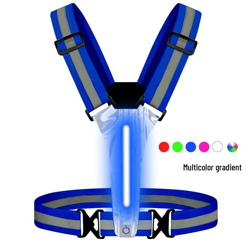 Glow-in-the-Dark Reflective Vest for Night Running and Cycling with Adjustable Elastic Straps and Dual Charging Feature