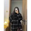 Plus Size Plaid Woolen Coat Women's Autumn and Winter Fat Loose Retro Elegant Woolen Coat Ins Trendy