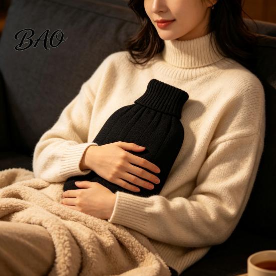 Soft Cover Hot Water Bottle 2000ML with Knit Cover, Leakproof Rubber Bag Menstrual Cramp Relief for Pain Relief, Winter Warm Neck, Shoulder Back Women