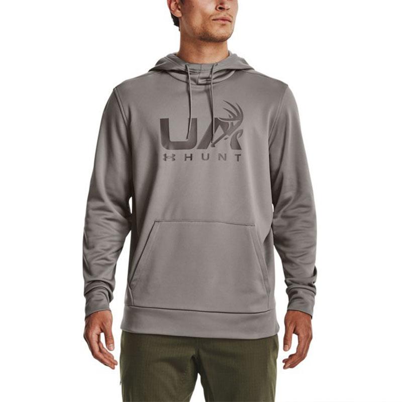 Under Armour Толстовка с капюшоном из флиса с принтом букв, спортивная охота, мужская, серая 1375114-294