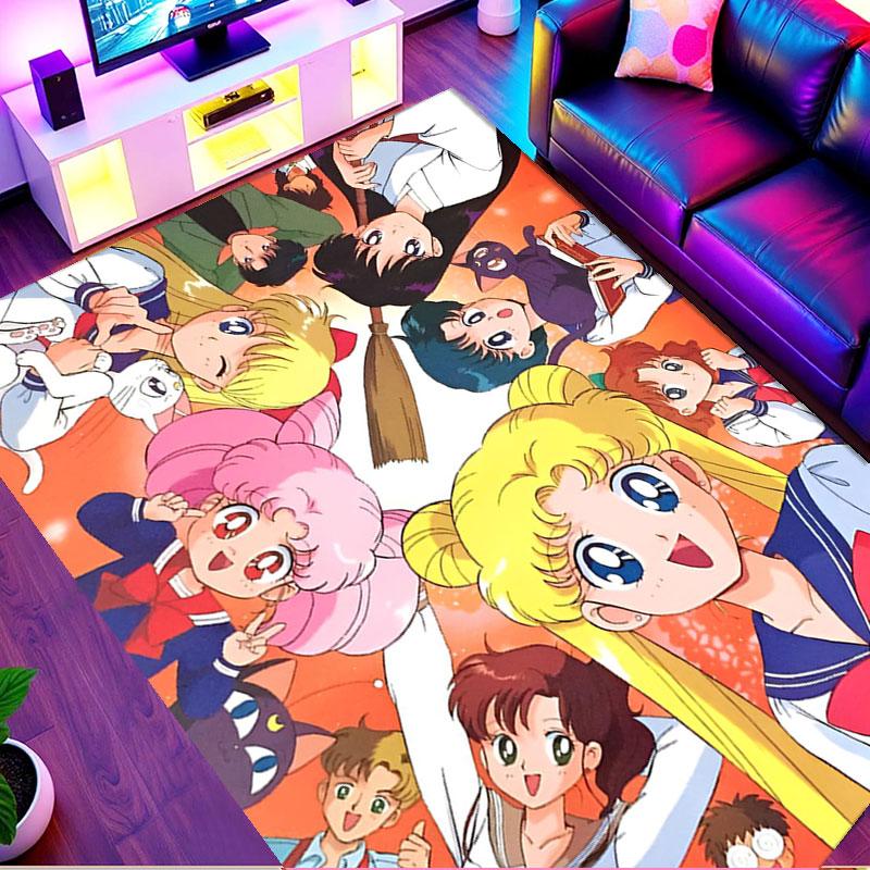 Sailor Moon Print Rug, Washable Floor Carpet, For Entryway Dorm Laundry Room Office Study, Home Decor Birthday Christmas Gift