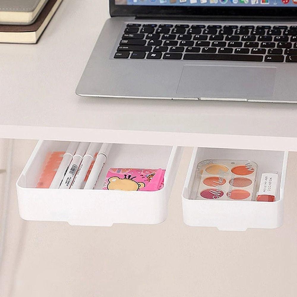 Large Capacity Undertable Drawer Self-Adhesive Hidden Drawer Cosmetics Stationery Organizer