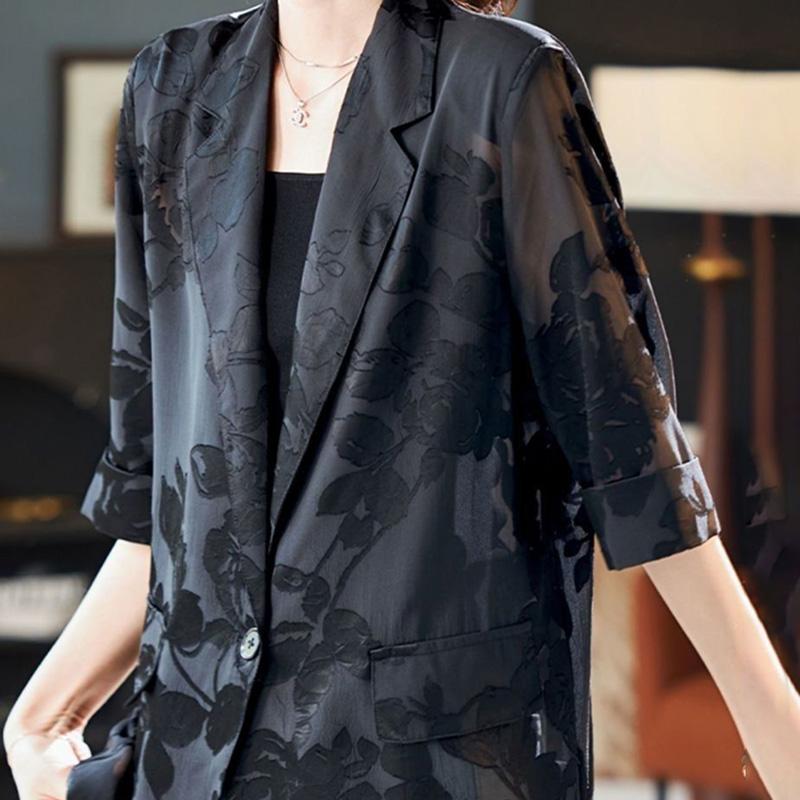 Suit Jacket Cotton Women Spring Autumn Slim Versatile Skeleton Casual Button Cardigan Tweed Lapel Cardigan Suit