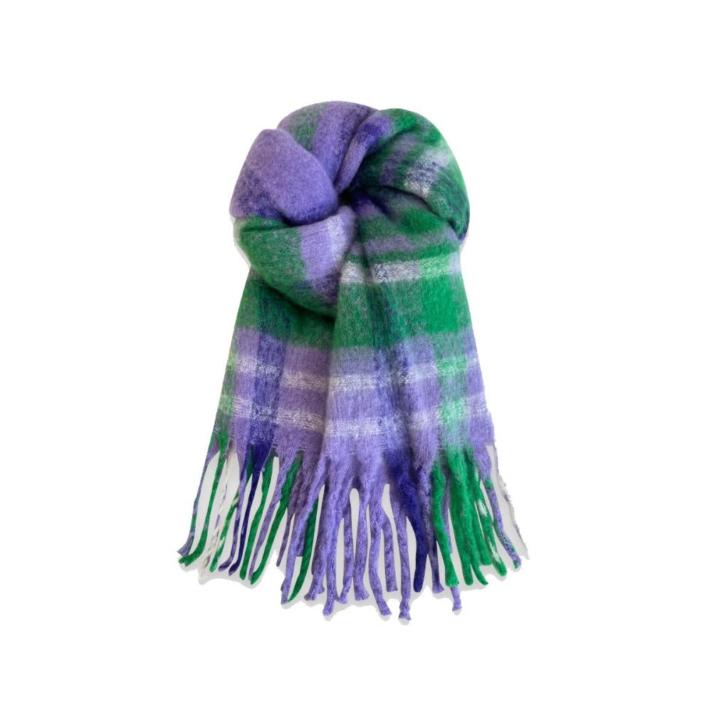 Plush Plaid Wool Scarf Tassel Cape Wraps Simple Winter Cashmere Scarves  Student