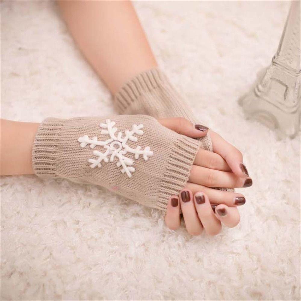 Keep Warm Knitted Gloves Thick Mittens Fashion Half Finger Gloves Autumn Winter
