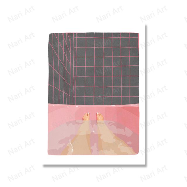 Abstract Character Poster Swimming Girl Wall Art Canvas Minimalist Life Modern Creative Print