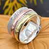 Silver Anxiety Bridesmaid Ring Handmade Three Tone Meditation Ring 925 Sterling Silver Spinner Ring For Women