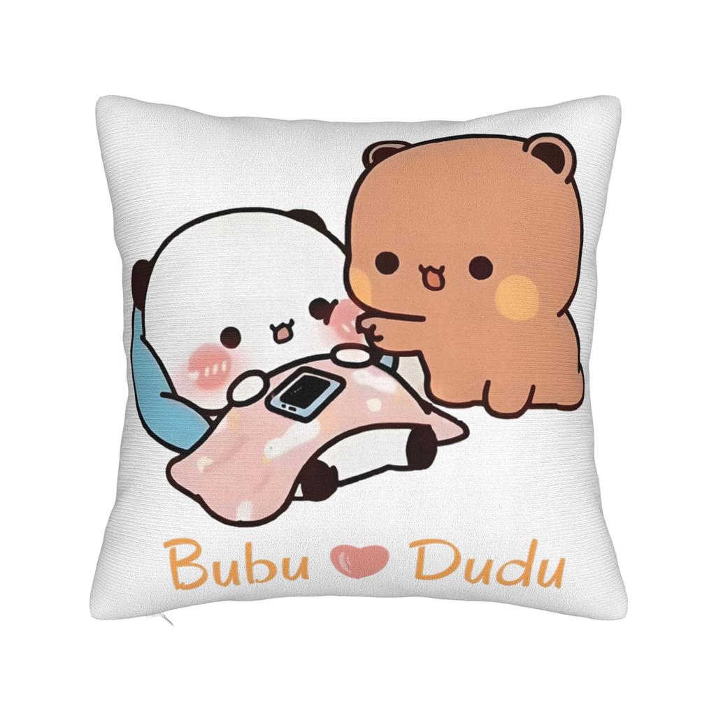 I Love You Bear and Panda Bubu Dudu Bear Pillowcase Soft Fabric Cushion Cover Gift  Pillow Case Cover Home Zipper Xcm