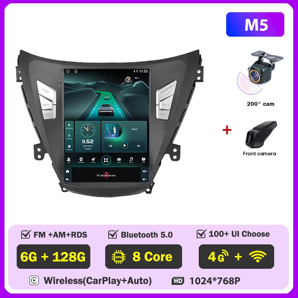 Автомагнитола 9,7 дюйма Для Hyundai Elantra Avante I35 2011-2013 Carplay Вертикальный экран Беспроводной Android Auto GPS Стиль Tesla