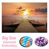 5D DIY Diamond Painting Wooden Bridge Cross Stitch Sunset Scenery Diamond Painting