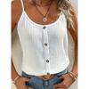 Ladies' Fashionable Button Decoration Casual Camisole Black and White, Green and Green