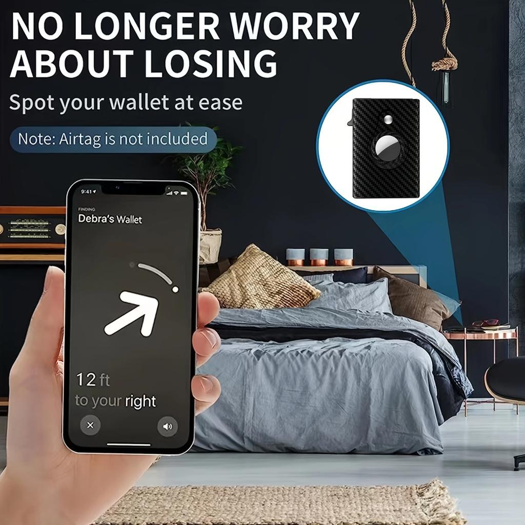 Магнитный кошелек из углеродного волокна RFID, мужской держатель для карт, тонкий кошелек, кожаный кошелек для Apple Air Tag Wallet - идеальный подарок для мужчин