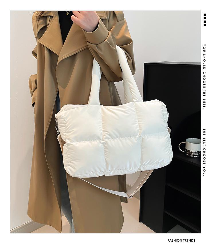 Women's Soft Puffer Tote Bag - Warm, Large Capacity, Handheld & Single Shoulder Options