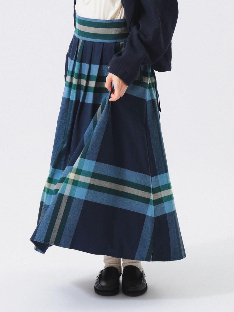 Beams Boy Women's Big Tartan Skirt, Navy 2
