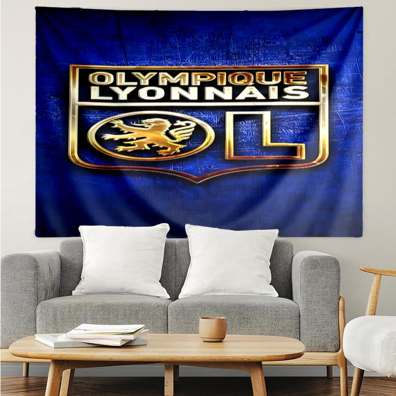 Lyon Football Crest Printed Printed Tapestry, for Bedroom,Livingroom, dormitory, Large Wall Decor, Fabric Decor Fan Birthday Gifts