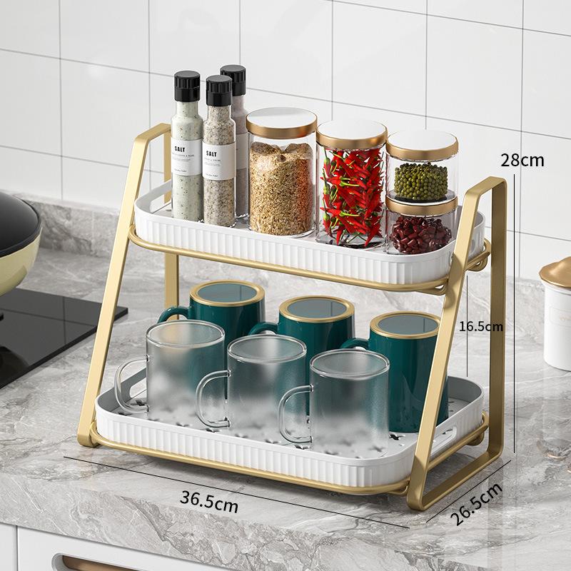 Water Cup Storage Rack with Tray Double-layer Tea Cup Coffee Storage Rack Water Cup Glass Tabletop Tray Drain Shelf