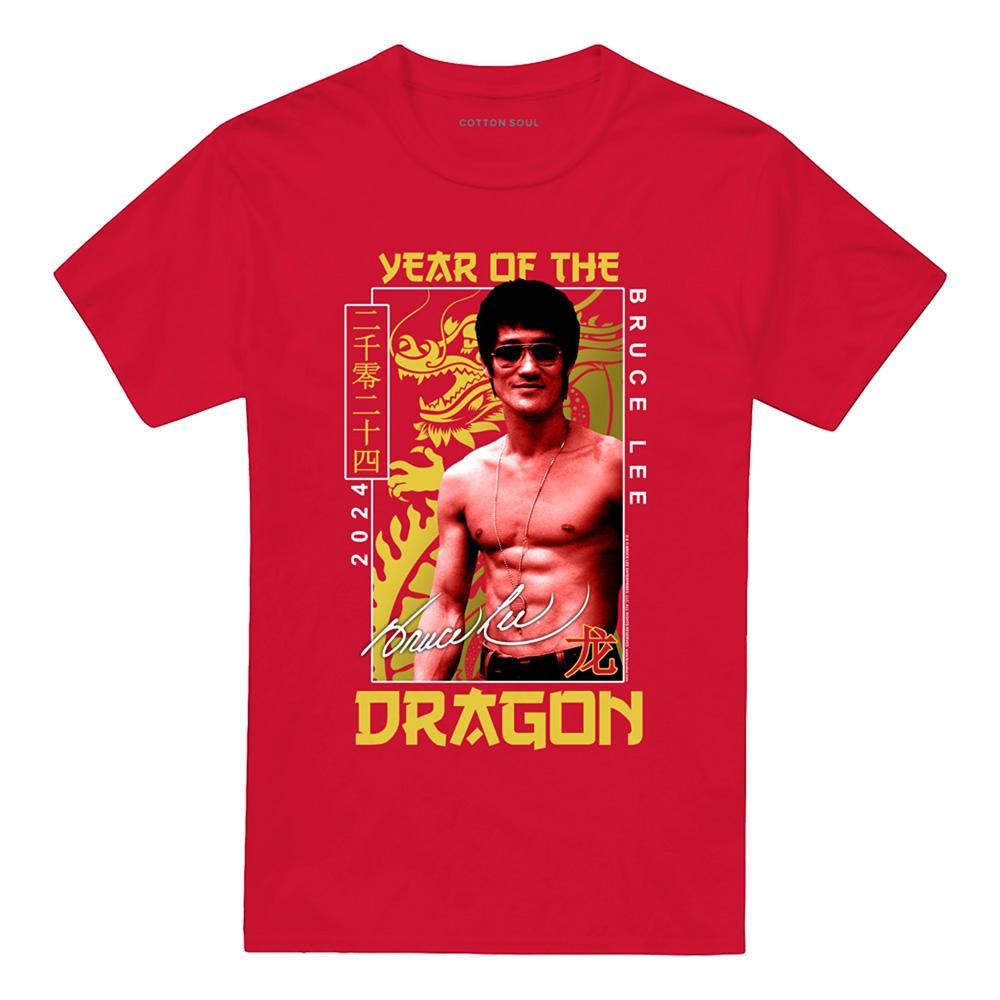 Bruce Lee Unisex Adult Framed Year of The Dragon T-Shirt