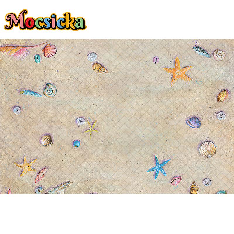 Mocsicka Photography Backgrounds Summer Beach Floor Shells Newborn Shower Kids Birthday Portraits Decor Backdrop Photo Studio