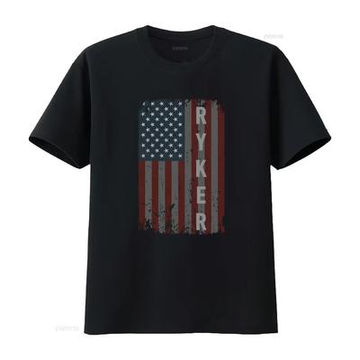 Vintage Distressed Patriotic American Flag Ryker Letter Print Casual T Shirt Vintage Homme Versatile Graphic Stylish