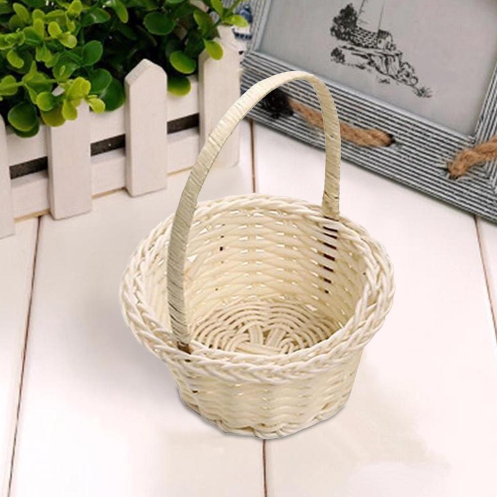 Woven Basket Imitation Rattan Pastoral Style Mini Flower Basket For Easter Birthday Wedding Party Decorations Photography Props