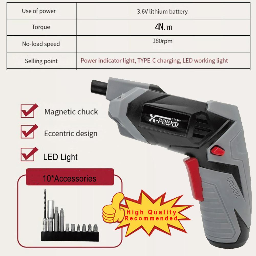 Бытовая электрическая отвертка, аккумуляторная аккумуляторная ударная дрель, мини-беспроводная электрическая дрель, набор отверток, электрическая партия
