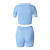 Women's Cotton Casual Outfits Crewneck Short Sleeve 2 Piece Short Set Pajamas