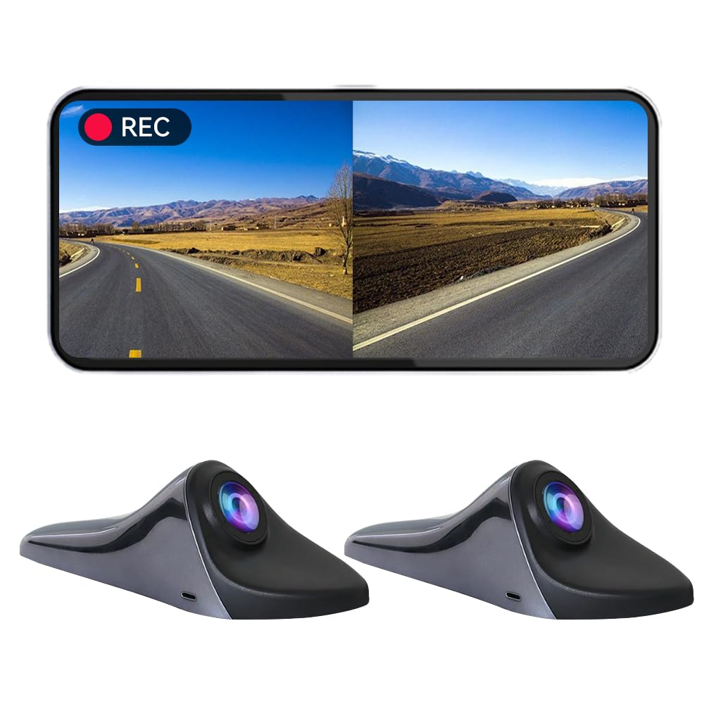 ULOPOP Touch Screen Side Camera Monitor Set Side View Dash Cam Inch Monitor Camera System with Recording Function Simultaneous Recording 720P 2 Split