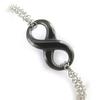 [N0350] - Black 'Infini' Silver Bracelet (ceramic)