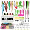 133/83pcs Fishing Lures Kit for Topwater Bait Rigs Tackle Kit for Bass Trout Salmon Fishing Accessories