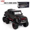Масштаб 1/22 G63 AMG 6x6 V12, внедорожный черный пикап, модель автомобиля, игрушечный автомобиль из цинкового сплава со звуком и светом для детей, подарок для мальчиков и девочек