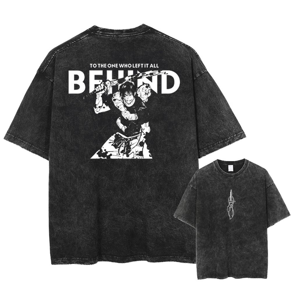 Мужская Женская Винтажная Футболка Оверсайз с Вареным Эффектом Унисекс Уличная Одежда Харадзюку Футболка с Аниме Принтом Летняя Футболка с Коротким Рукавом Повседневная Хлопковая Футболка