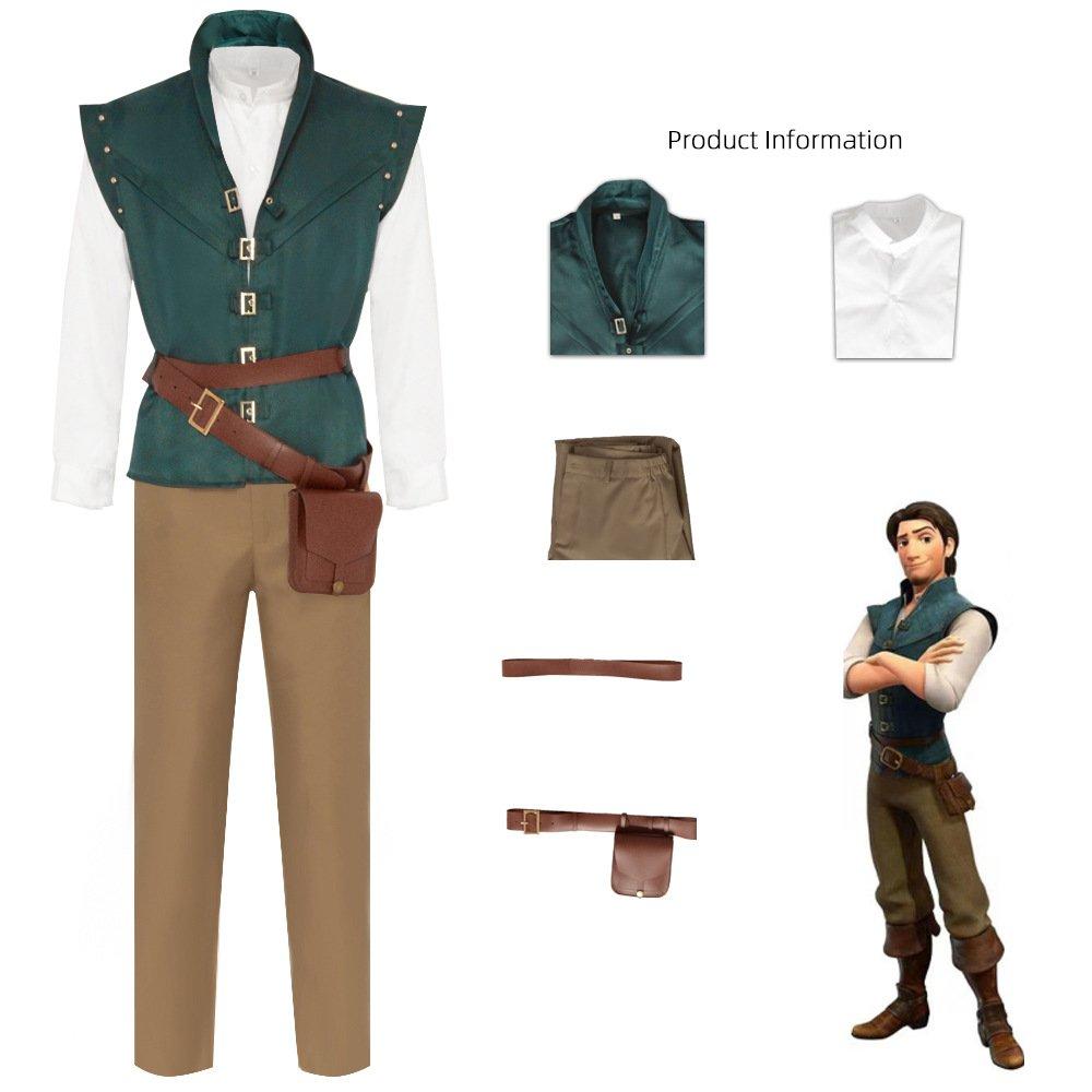 Flynn Rider Tangled Cosplay Costume Halloween Prince Rapunzel Outfit Men Purple Standard Size
