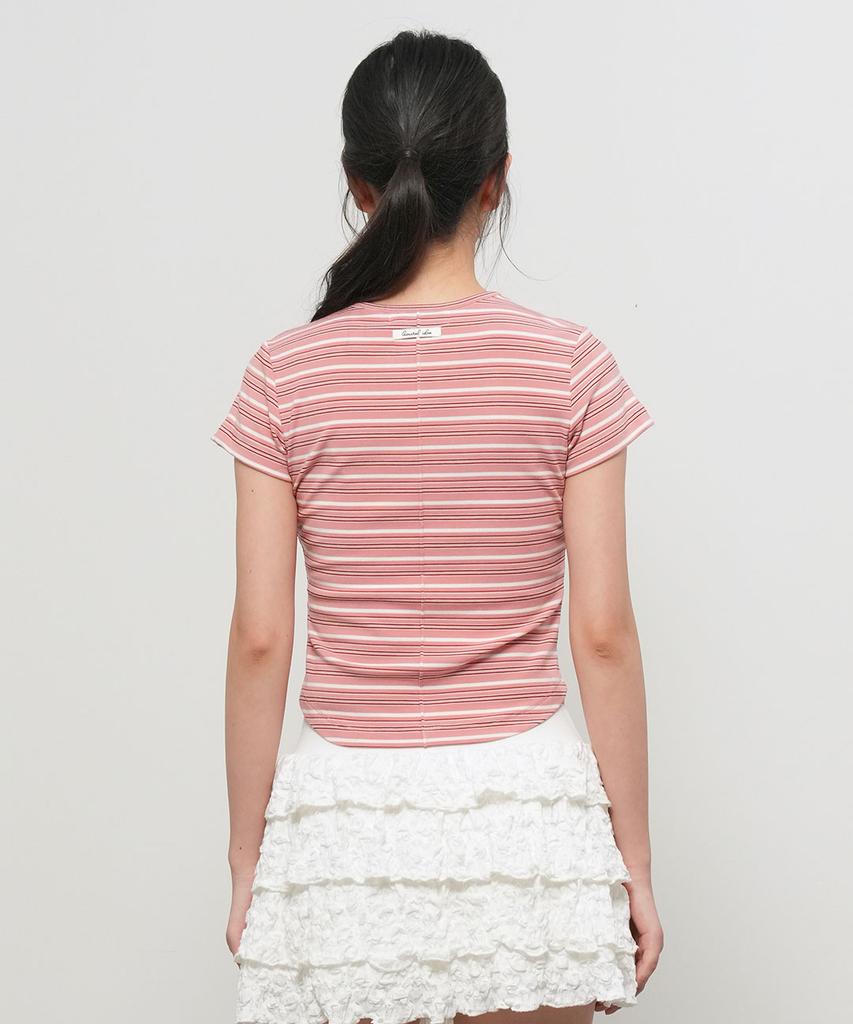 GENERALIDEA Slim Fit Multi-Stripe T-Shirt [Pink] / Gf2Lts535