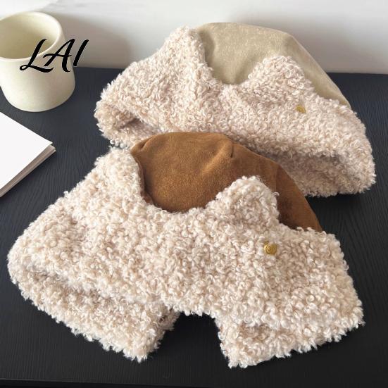 Fuzzy Skull Cap Cat Ear Sherpa Fleece Hat for Women Windproof Winter Protection Hat Thick Warm Outdoor Cycling Fluffy Women