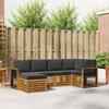 Corner Sofa Set 6 pcs Natural and Anthracite Solid Acacia Wood