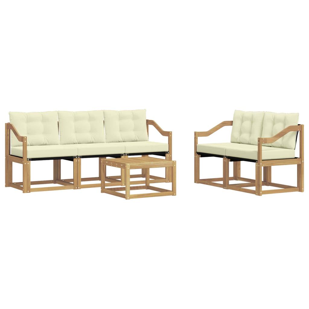Outdoor Sofa Set with Cushions 6 pcs White and Cream