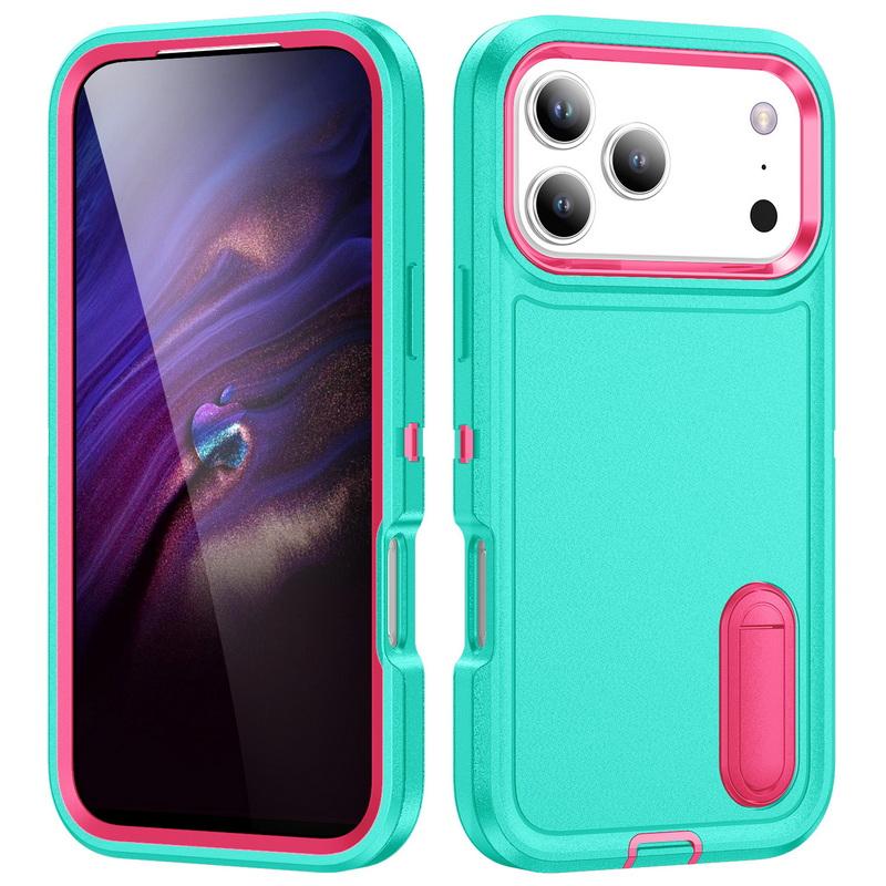 Для iPhone 17 Pro Max Чехол Прочный Бампер Гибридный 3-в-1 Конфетный Цвет Ударопрочный Подставка для Телефона Чехол Для iPhone 16 15 14 13 Pro Max 17e 16e