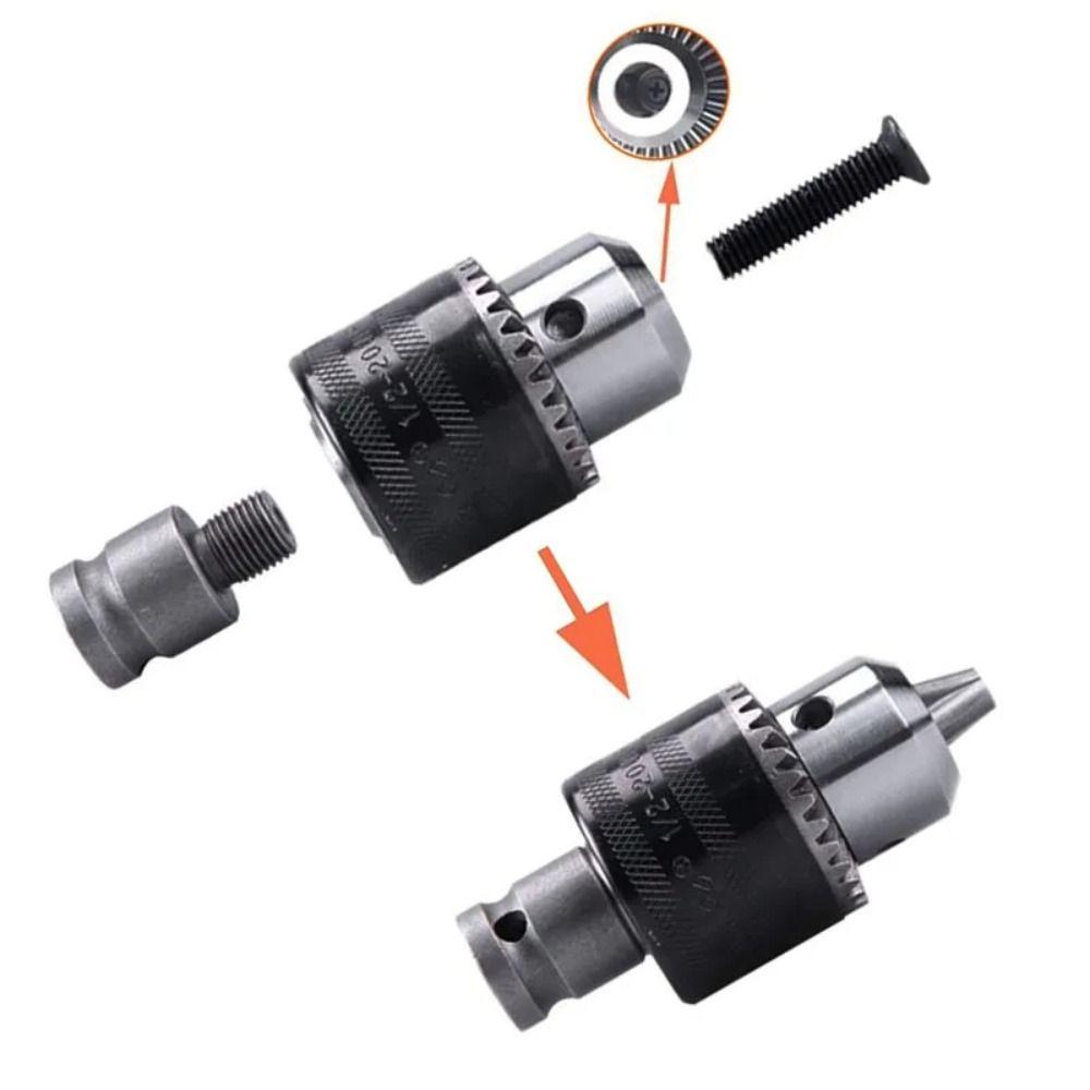 1Set 1/2-20UNF Mount Impact Driver Bits with Chuck Key Chuck Conversion Adapter Drill Chuck