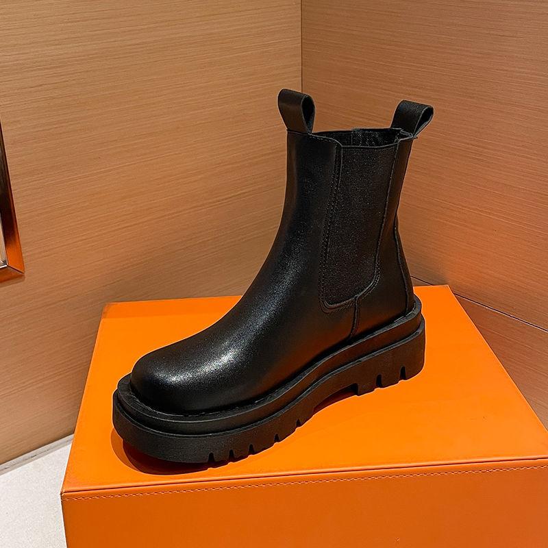 Fashion Thicked Women's Boots  Spring Plus Velvet Shoes Woman Chelsea Boots Warm Leather Square Head Ankle Boots for Women