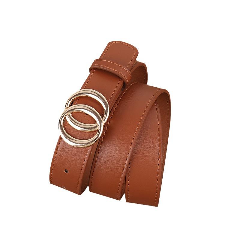 Fashion double ring buckle belt personalized women's simple belt versatile thin wear Xiaohongshu