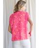Azura Exchange Блузка с короткими рукавами и V-образным вырезом с розовым леопардовым принтом