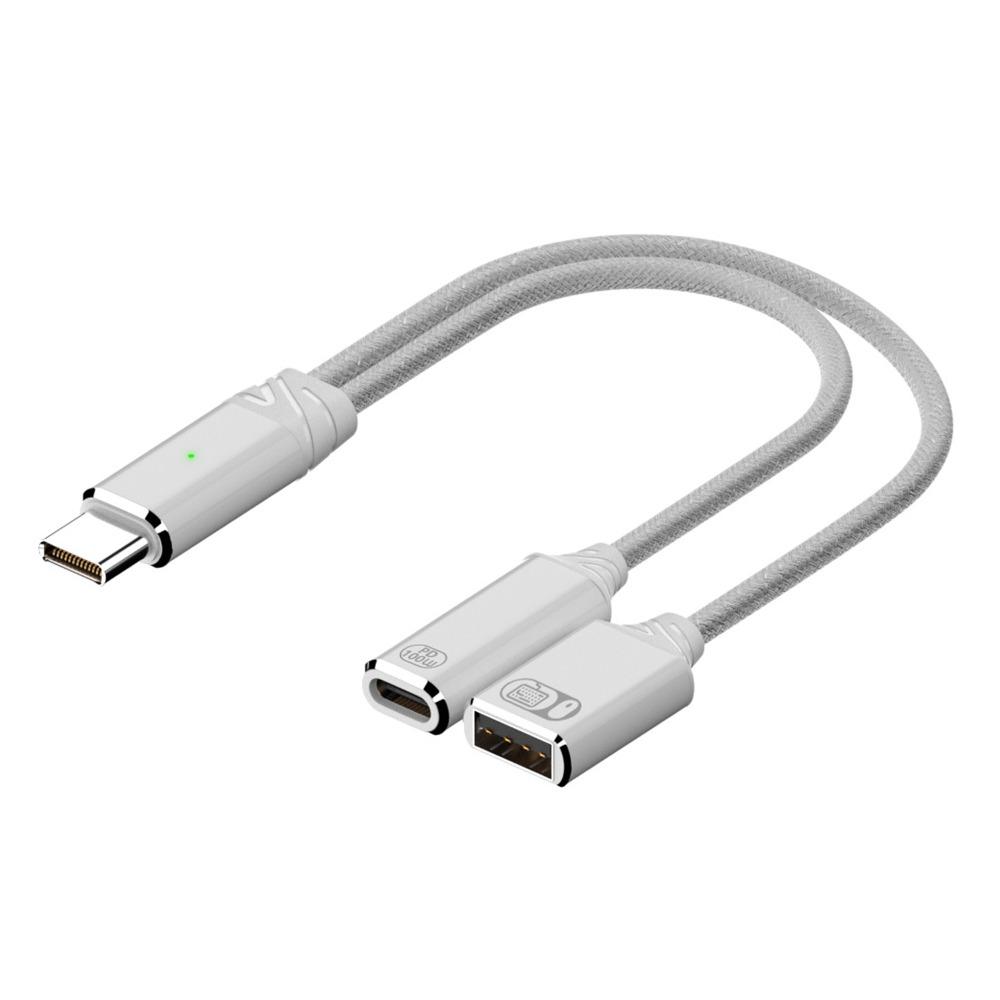 PD 100W USB Headphone Converter Fast Charging Y Cable NEW Audio Adapter Keyboard Mouse