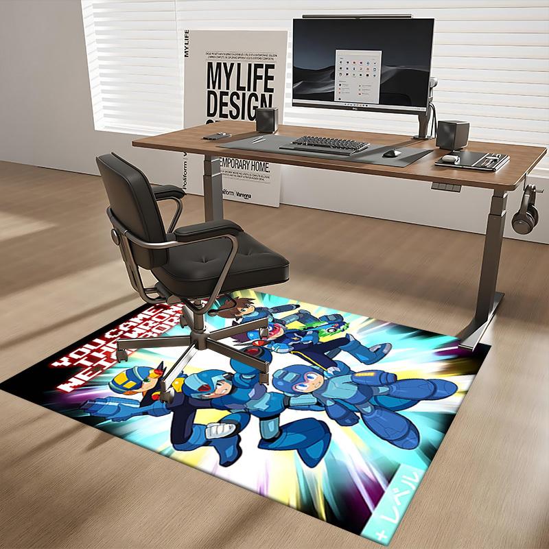 1pc Anime Mega Man Chair Mat - Anti-Slip Carpet for Office, Home Decor, Living Room, Bedroom, Game Room - Perfect Gift for Anime Fans.Y081