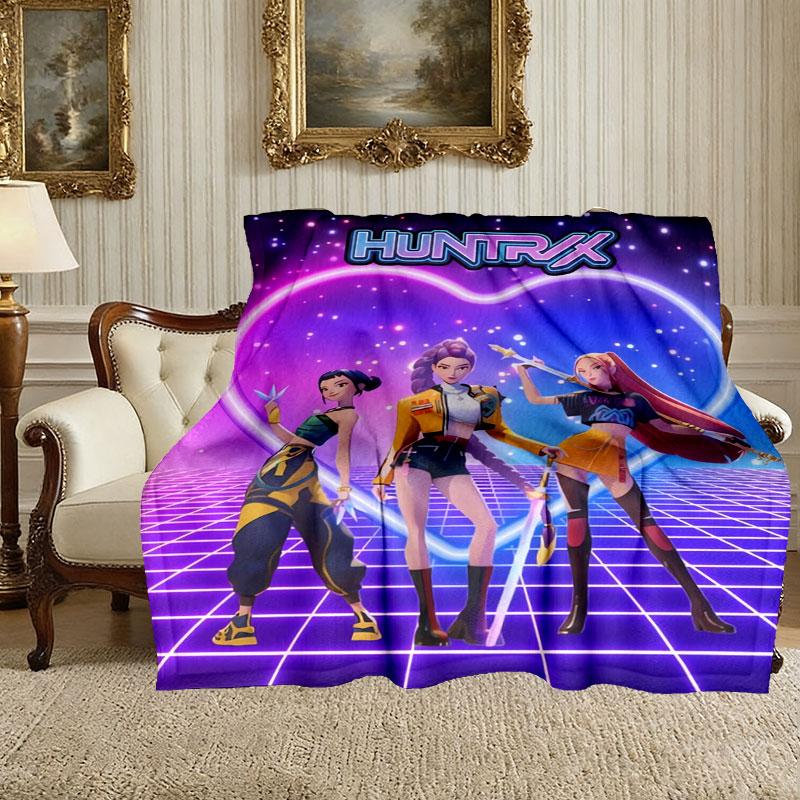 1pc Kpop Demon Hunters Blanket, Home Printed Throw Blanket - Soft Blanket Gift for Family, Washable Sofa Bed Blanket